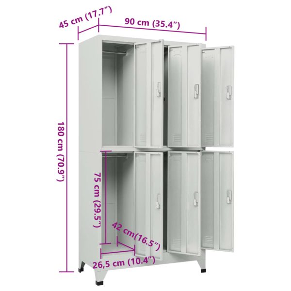 Lockerkast Met 6 Vakken 90X45X180 Cm Staal - Afbeelding 8