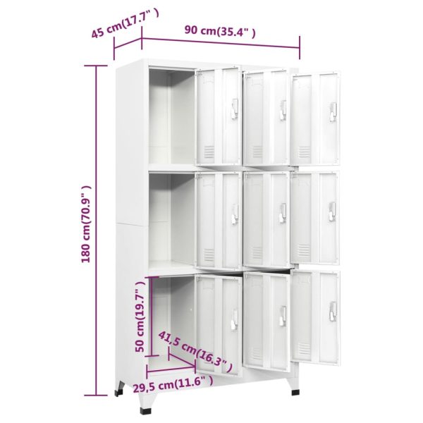 Lockerkast Met 9 Vakken 90X45X180 Cm Staal - Afbeelding 8