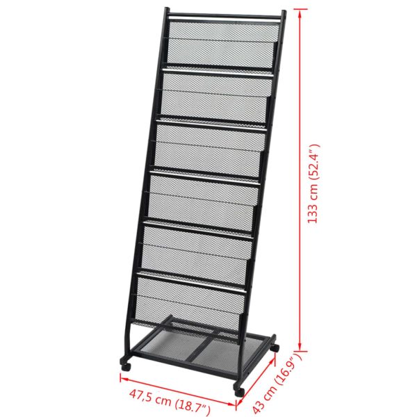 Tijdschriftenrek Zwart 47,5X43X133 Cm A4 - Afbeelding 5