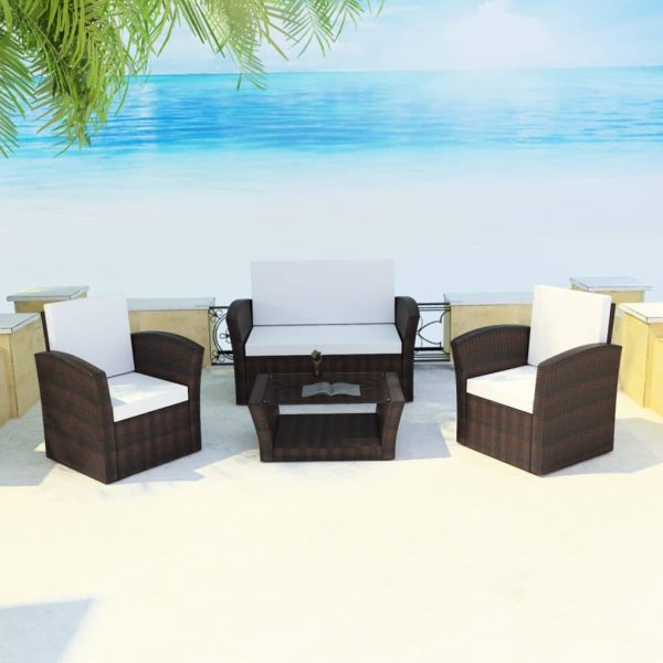 Loungeset Met Kussens Poly Rattan - Afbeelding 19