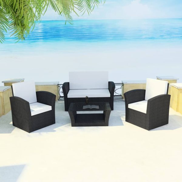 Loungeset Met Kussens Poly Rattan - Afbeelding 13