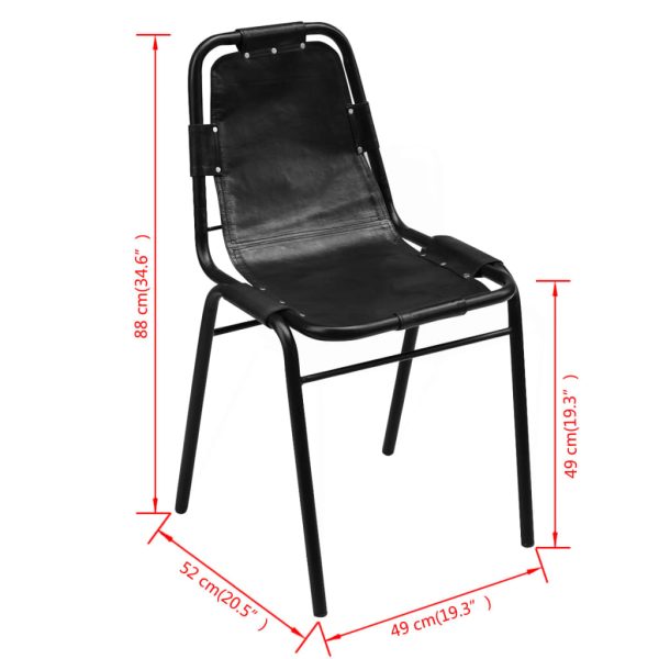 Eetkamerstoelen Echt Leer Zwart - Afbeelding 5