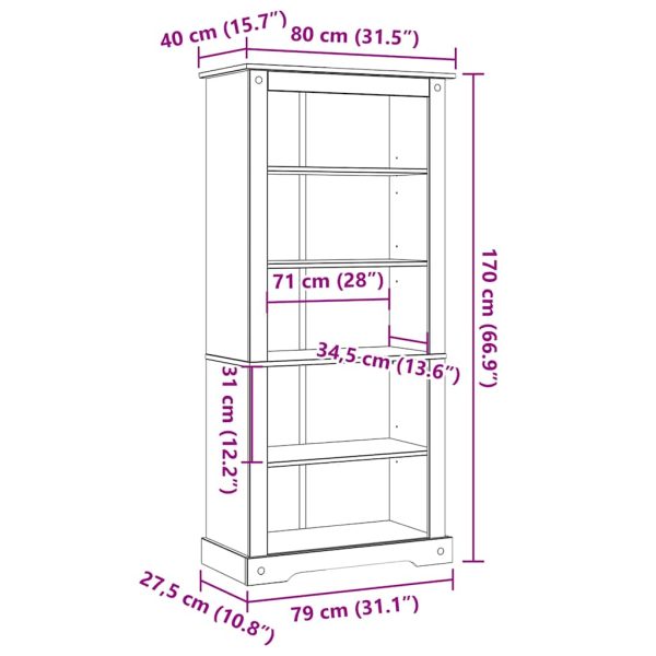 Boekenkast Met 5 Planken Corona-Stijl 80X40X Grenenhout - Afbeelding 8