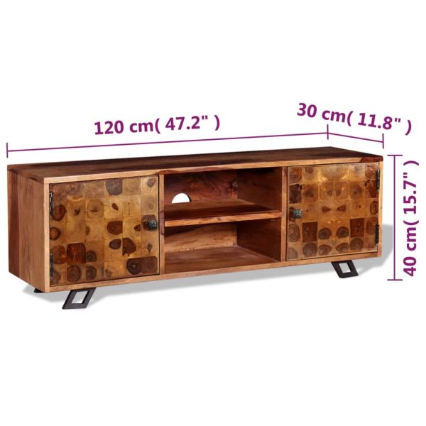 Tv-Meubel 120X30X40 Cm Massief Sheeshamhout - Afbeelding 11