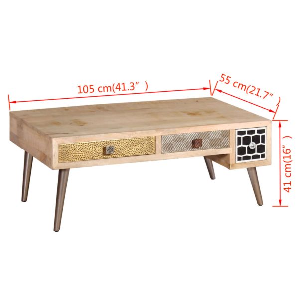 Salontafel Met Lades 105X55X41 Cm Massief Mangohout - Afbeelding 10