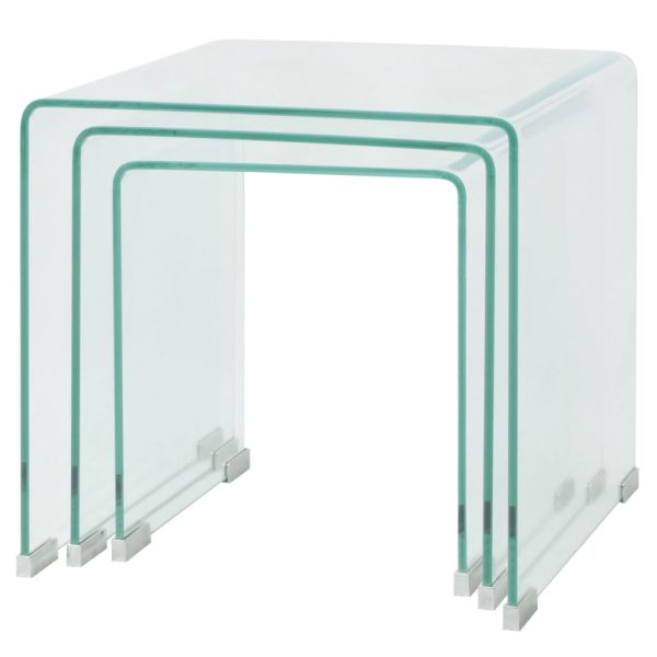 Bijzettafel Set 3-Dlg Transparant Gehard Glas - Afbeelding 3