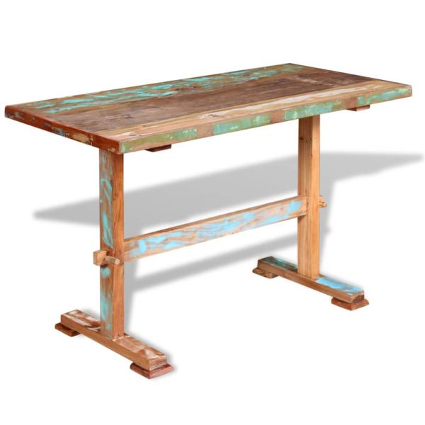 Eettafel Op Voet Massief Gerecycled Hout - Afbeelding 2