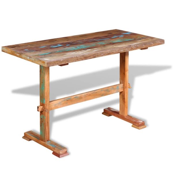 Eettafel Op Voet Massief Gerecycled Hout - Afbeelding 4