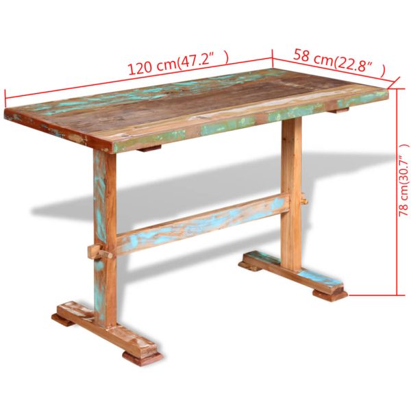 Eettafel Op Voet Massief Gerecycled Hout - Afbeelding 9