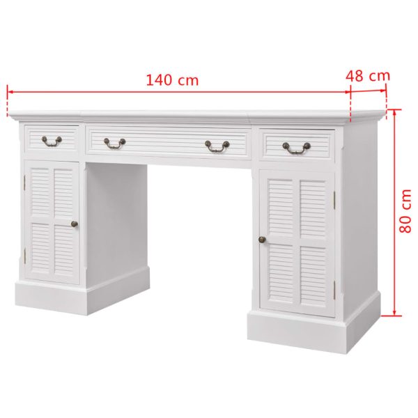 Bureau Ministre Wit 140X48X80 Cm - Afbeelding 6