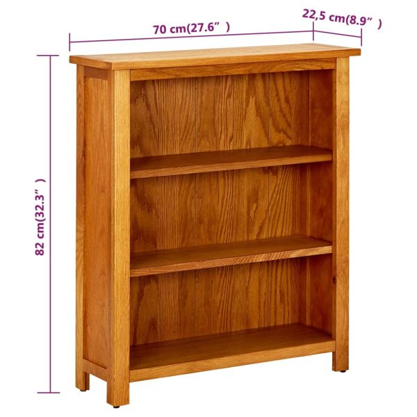 Boekenkast Met 3 Schappen 70X22,5X82 Cm Massief Eikenhout - Afbeelding 6