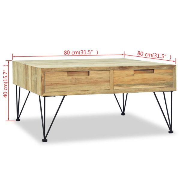 Salontafel 80X80X40 Cm Massief Teakhout - Afbeelding 10