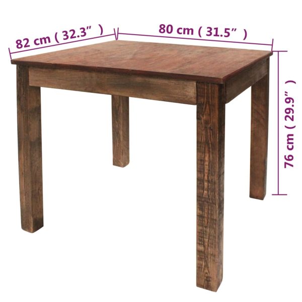 Eettafel 82X80X76 Cm Massief Gerecycled Hout Zwart - Afbeelding 9