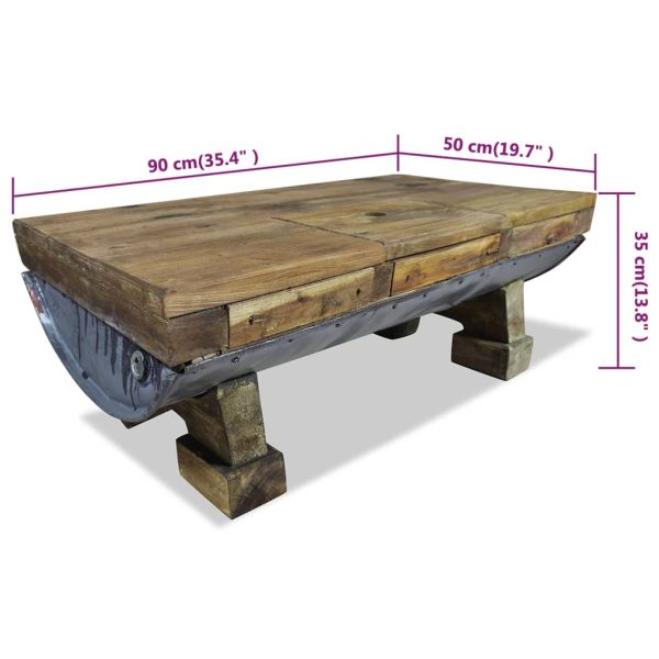 Salontafel 90X50X35 Cm Massief Gerecycled Hout - Afbeelding 10