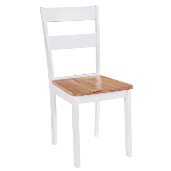 Eetkamerstoelen 2 St Massief Rubberwood Wit - Afbeelding 3