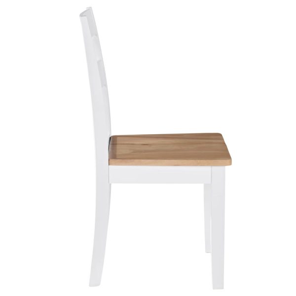 Eetkamerstoelen 2 St Massief Rubberwood Wit - Afbeelding 4