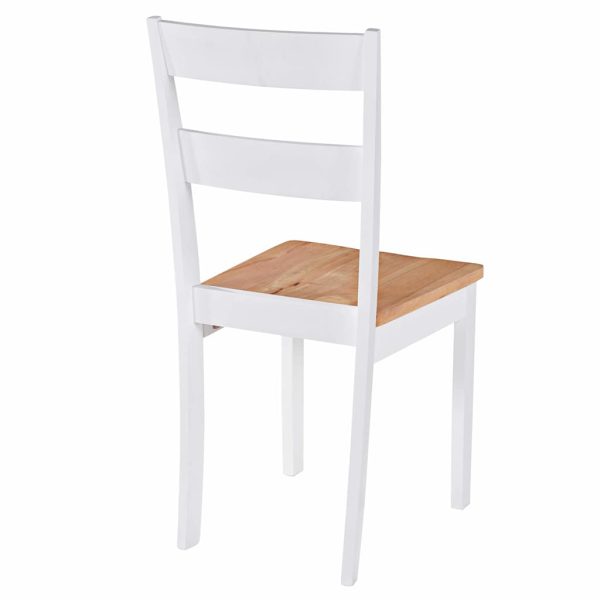 Eetkamerstoelen 2 St Massief Rubberwood Wit - Afbeelding 5