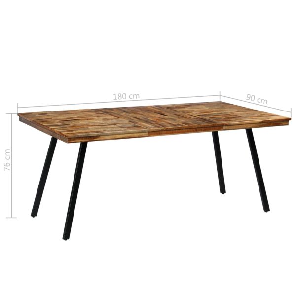 Eettafel 180X90X76 Cm Gerecycled Teakhout En Staal - Afbeelding 8