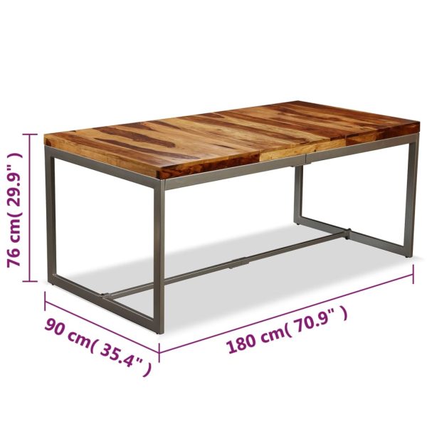 Eettafel 180 Cm Massief Sheeshamhout En Staal - Afbeelding 10