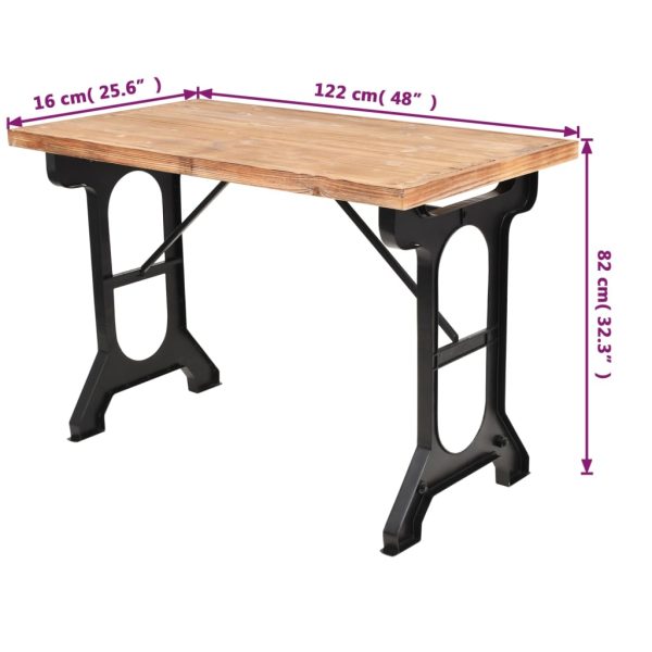 Eettafel 122X65X82 Cm Massief Vurenhout - Afbeelding 7