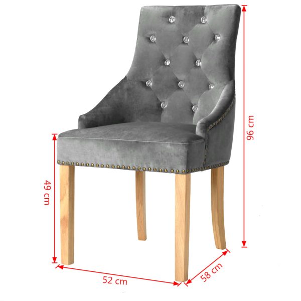 Eetkamerstoelen Massief Eikenhout En Fluweel Kleurig - Afbeelding 8