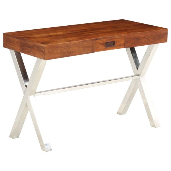 Bureau 110X50X76 Cm Massief Acaciahout En Honingafwerking - Afbeelding 12