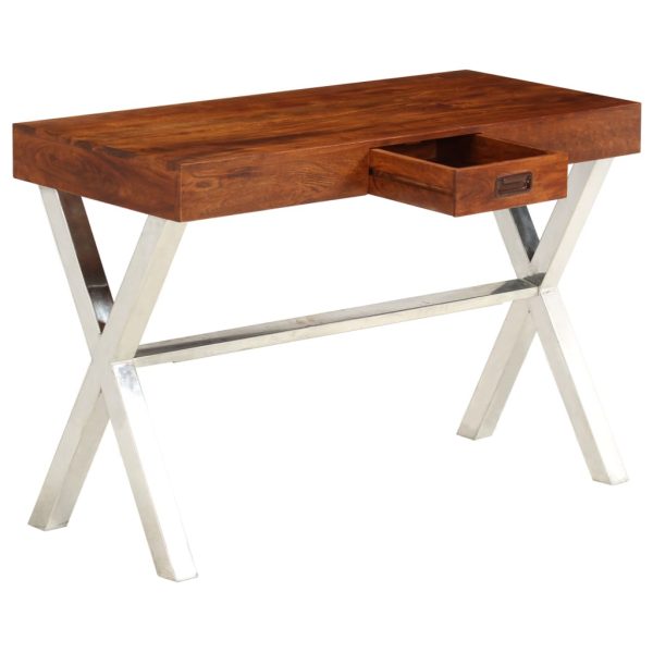 Bureau 110X50X76 Cm Massief Acaciahout En Honingafwerking - Afbeelding 4