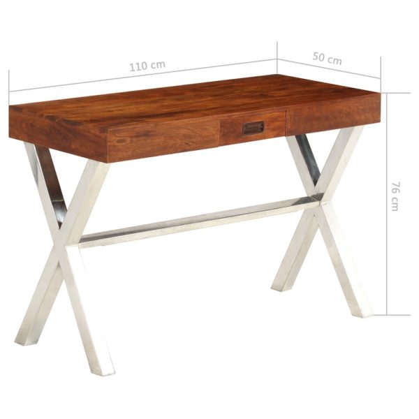 Bureau 110X50X76 Cm Massief Acaciahout En Honingafwerking - Afbeelding 9