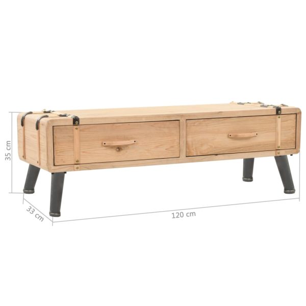 Tv-Meubel 120X33X35 Cm Massief Vurenhout - Afbeelding 9