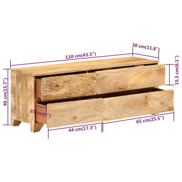 Tv-Meubel 110X30X40 Cm Massief Mangohout - Afbeelding 8