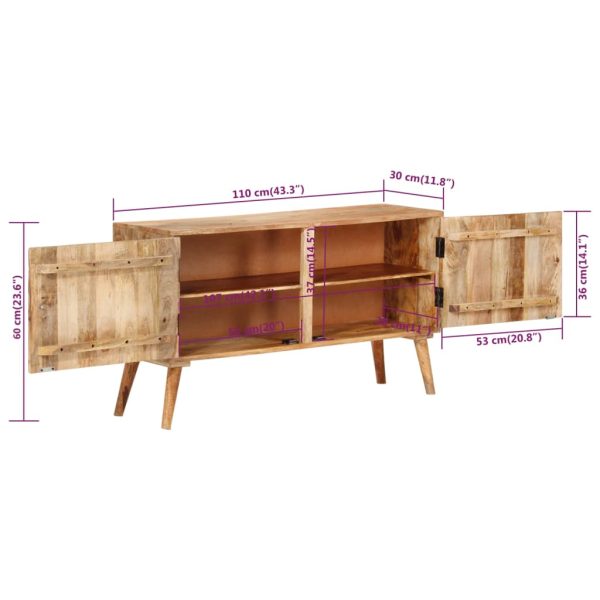 Dressoir 110X30X60 Cm Massief Mangohout Donkerbruin - Afbeelding 10