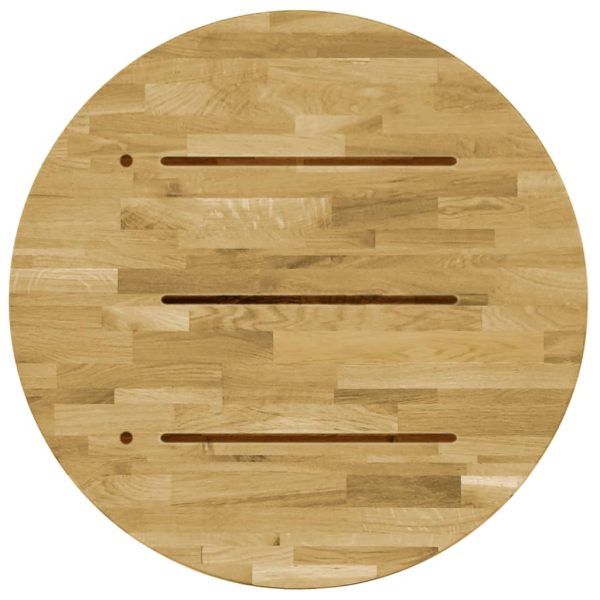 Tafelblad Rond 23 Mm 500 Mm Massief Eikenhout - Afbeelding 3