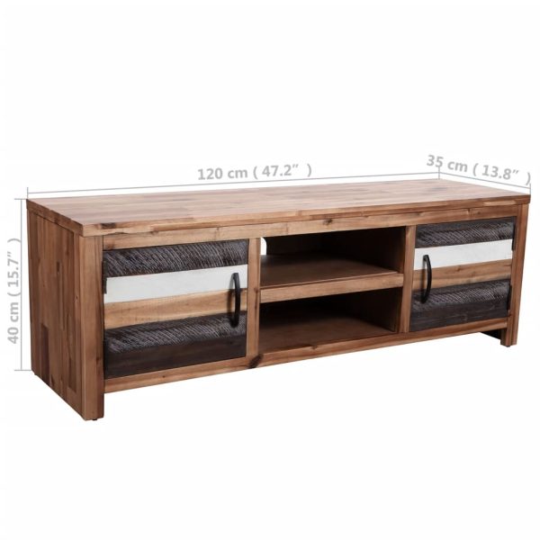 Tv-Meubel 120X35X40 Cm Massief Acaciahout - Afbeelding 9