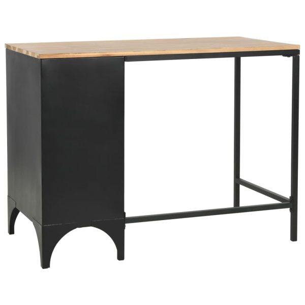 Bureau 100X50X76 Cm Massief Vurenhout En Staal - Afbeelding 6