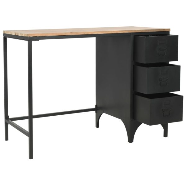 Bureau 100X50X76 Cm Massief Vurenhout En Staal - Afbeelding 7