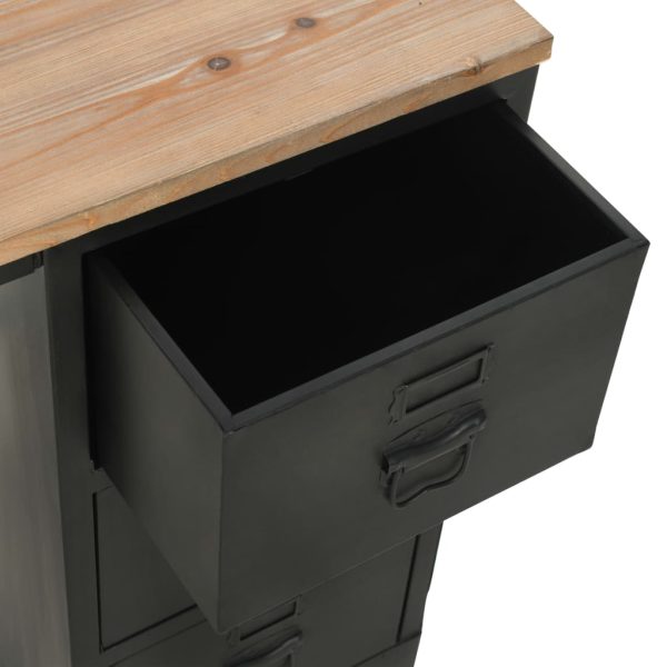 Bureau 100X50X76 Cm Massief Vurenhout En Staal - Afbeelding 9