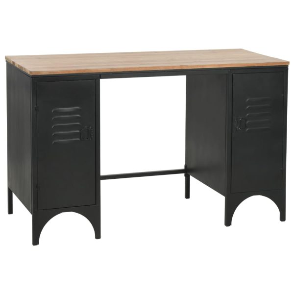 Bureau 120X50X76 Cm Massief Vurenhout En Staal