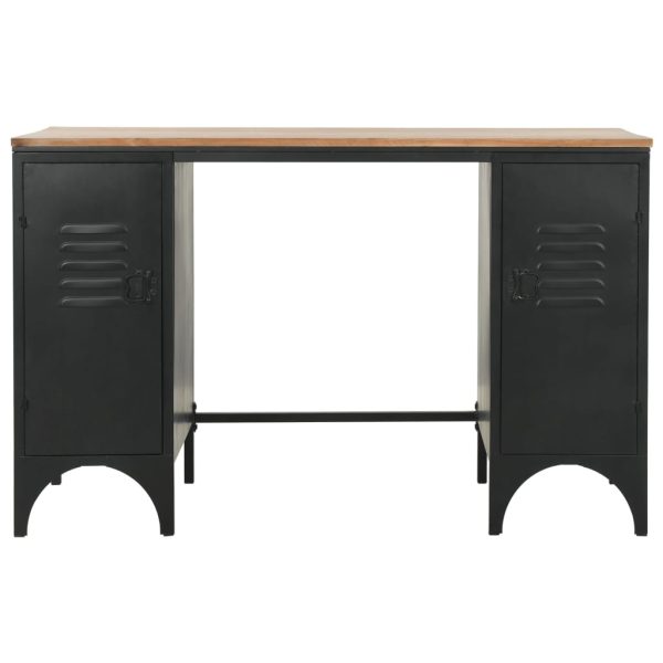 Bureau 120X50X76 Cm Massief Vurenhout En Staal - Afbeelding 2