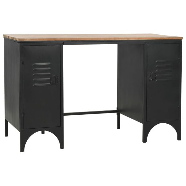 Bureau 120X50X76 Cm Massief Vurenhout En Staal - Afbeelding 3