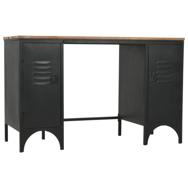 Bureau 120X50X76 Cm Massief Vurenhout En Staal - Afbeelding 4