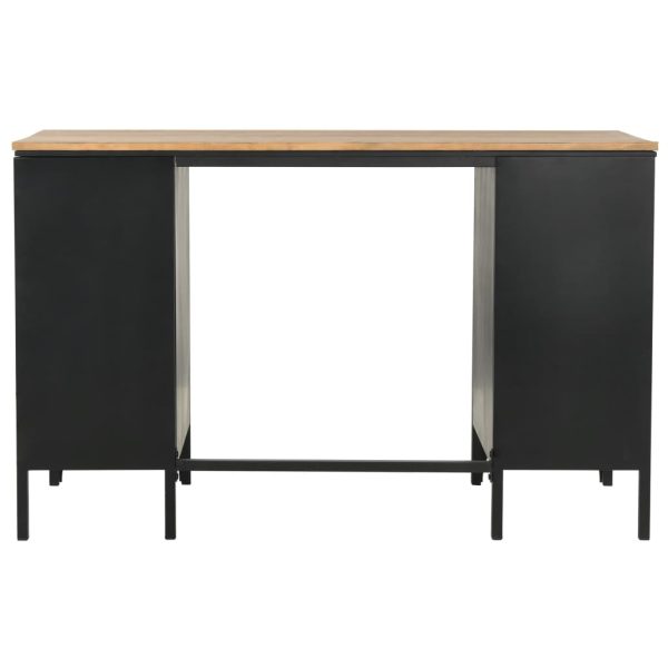 Bureau 120X50X76 Cm Massief Vurenhout En Staal - Afbeelding 5