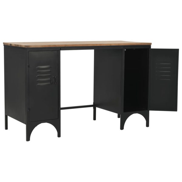 Bureau 120X50X76 Cm Massief Vurenhout En Staal - Afbeelding 7