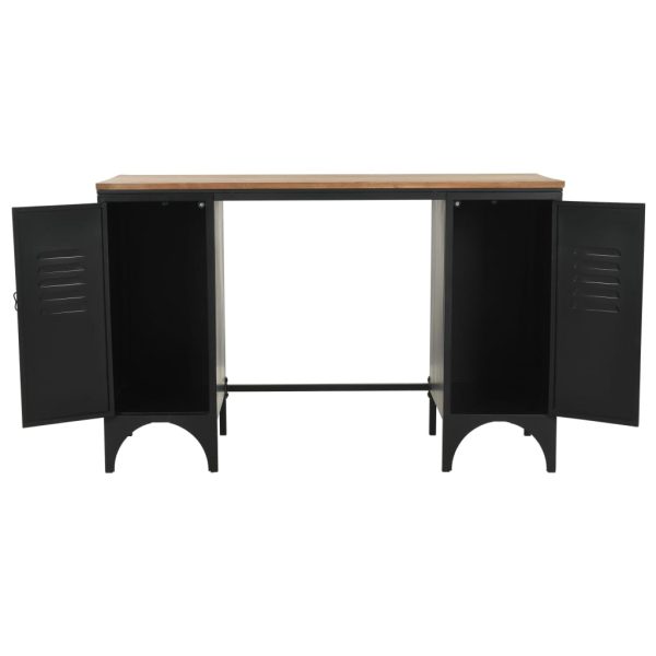 Bureau 120X50X76 Cm Massief Vurenhout En Staal - Afbeelding 8