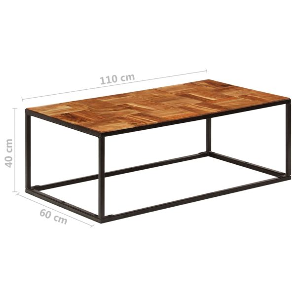 Salontafel 110X60X40 Cm Massief Acaciahout En Staal - Afbeelding 7