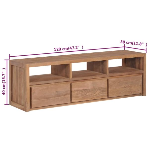 Tv-Meubel 120X30X40 Cm Teakhout Met Natuurlijke Afwerking - Afbeelding 7