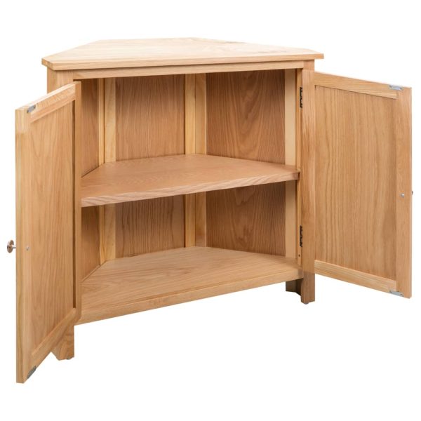 Hoekkast 80X33,5X78 Cm Massief Eikenhout - Afbeelding 4