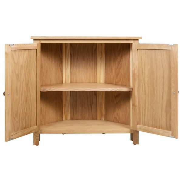 Hoekkast 80X33,5X78 Cm Massief Eikenhout - Afbeelding 5