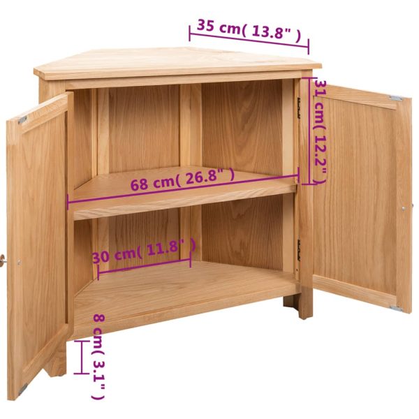 Hoekkast 80X33,5X78 Cm Massief Eikenhout - Afbeelding 9