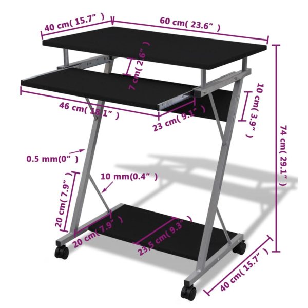 Studenten Computerbureau 60 X 40 X 74 Cm () - Afbeelding 5