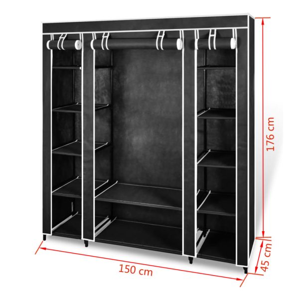 Kledingkast Met Vakken En Stangen 45X150X176 Cm Stof - Afbeelding 7